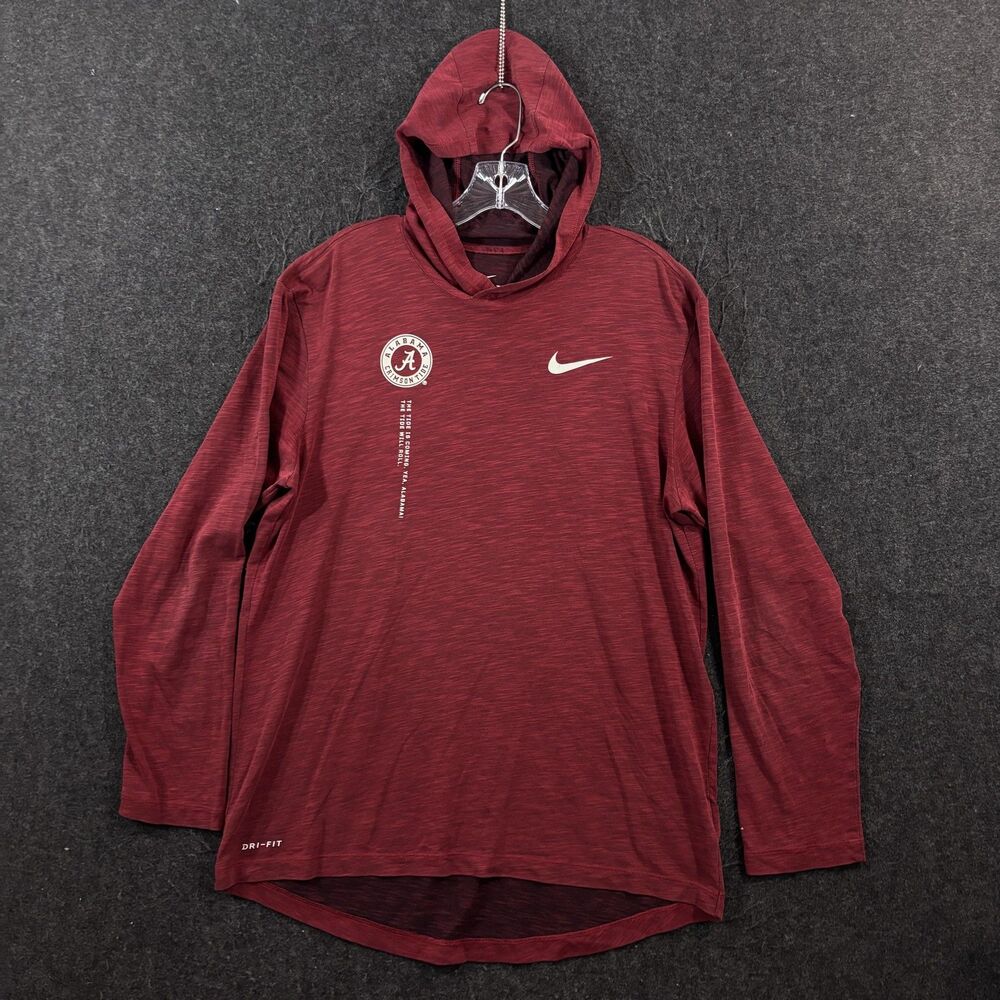 Alabama Crimson Tide Hoodie Shirt Men's Medium Red Nike Dri-FIT Football Bama